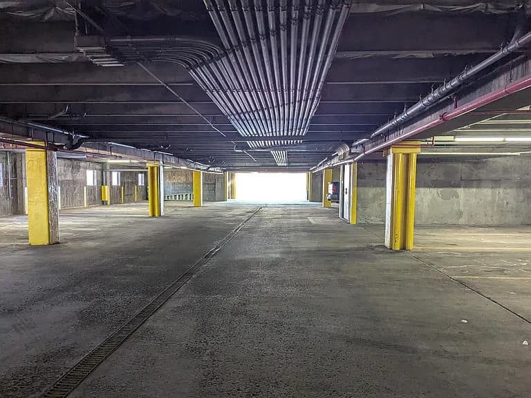 Covered parking garage